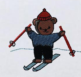 熊　スキー　刺しゅう　CA-BE-0071.